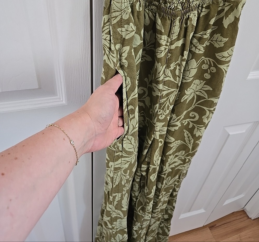 Anthro Pilcro Smocked Wide-Leg Jumpsuit in Olive Floral - Picture 3 of 10